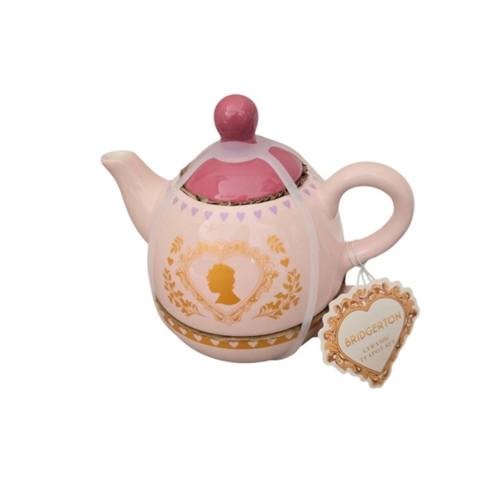 Bridgerton Light Pink, Rose and Gold Teapot